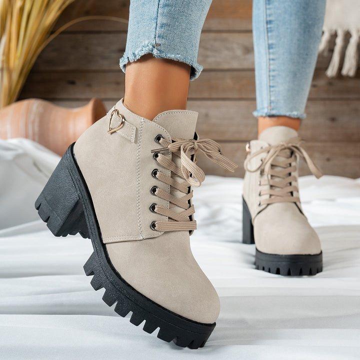 Alurelle | Stivaletti chic da donna con lacci e tacco largo