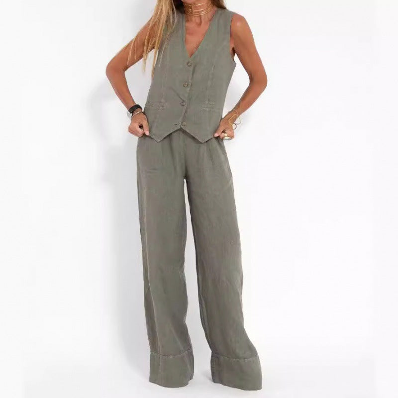 Eliana | Linen Button Detail Vest