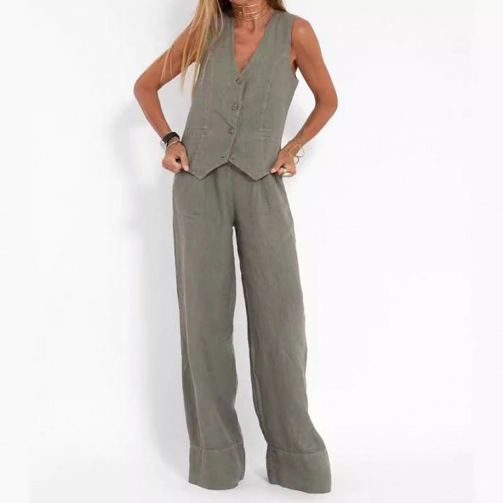 Eliana | Linen Button Detail Vest