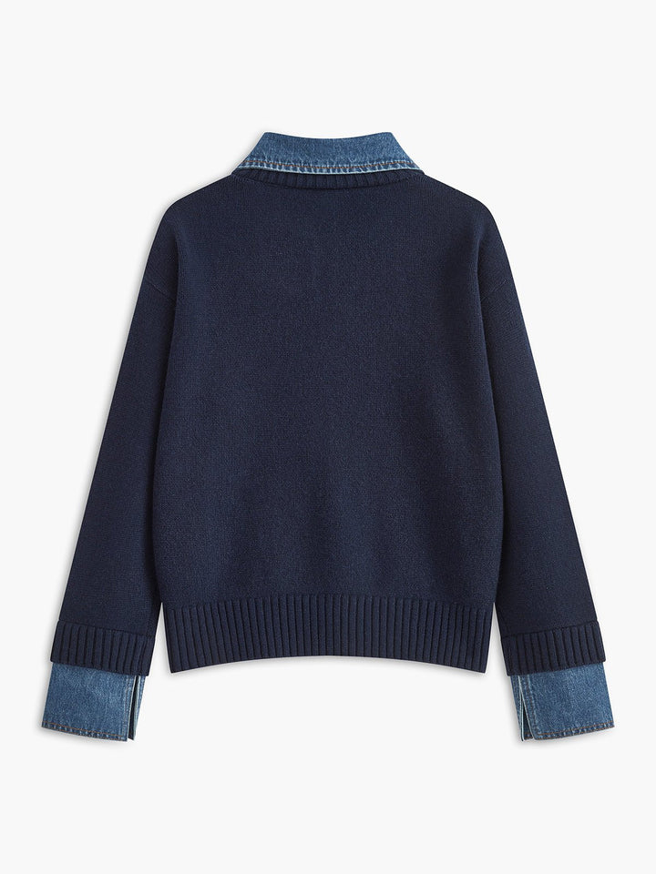 Camille | Strick-Poloshirt mit Jeanskragen