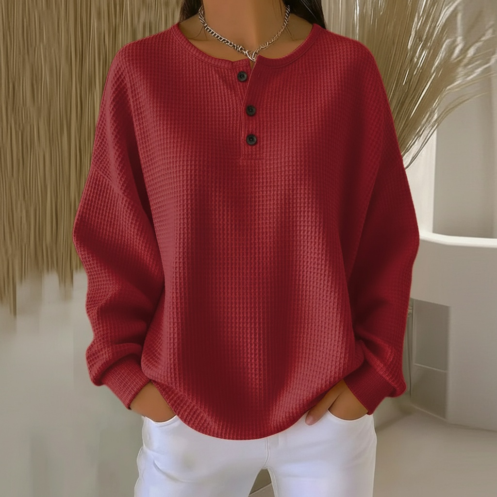 Aloura | Locker geschnittener Pullover aus strukturiertem Waffelstrick