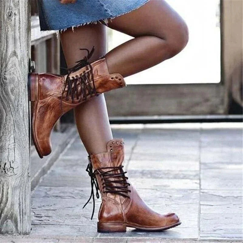 Novelle | Rustikale Western-Schnürstiefel für Damen