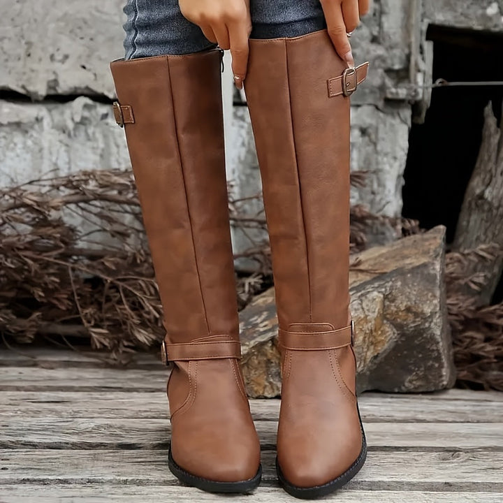 Elowen | Elegante Stiefel für Damen mit knöchelhohem Schaft und doppelter Schnalle
