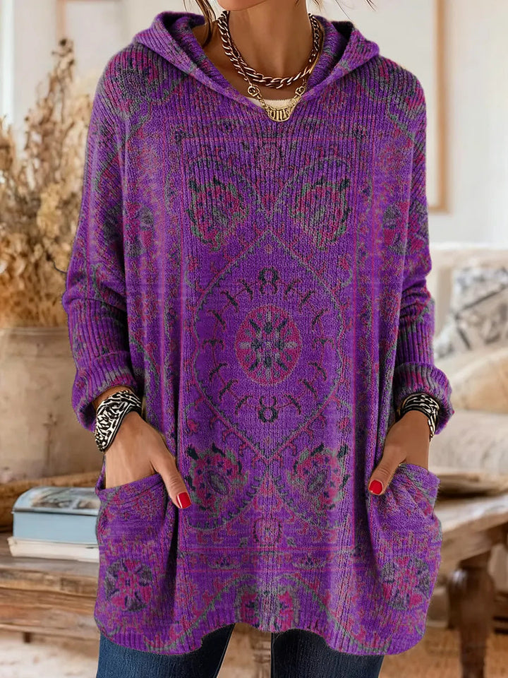 Vivante | Hooded Tunic – Vintage-Inspired Ethnic Print for Women