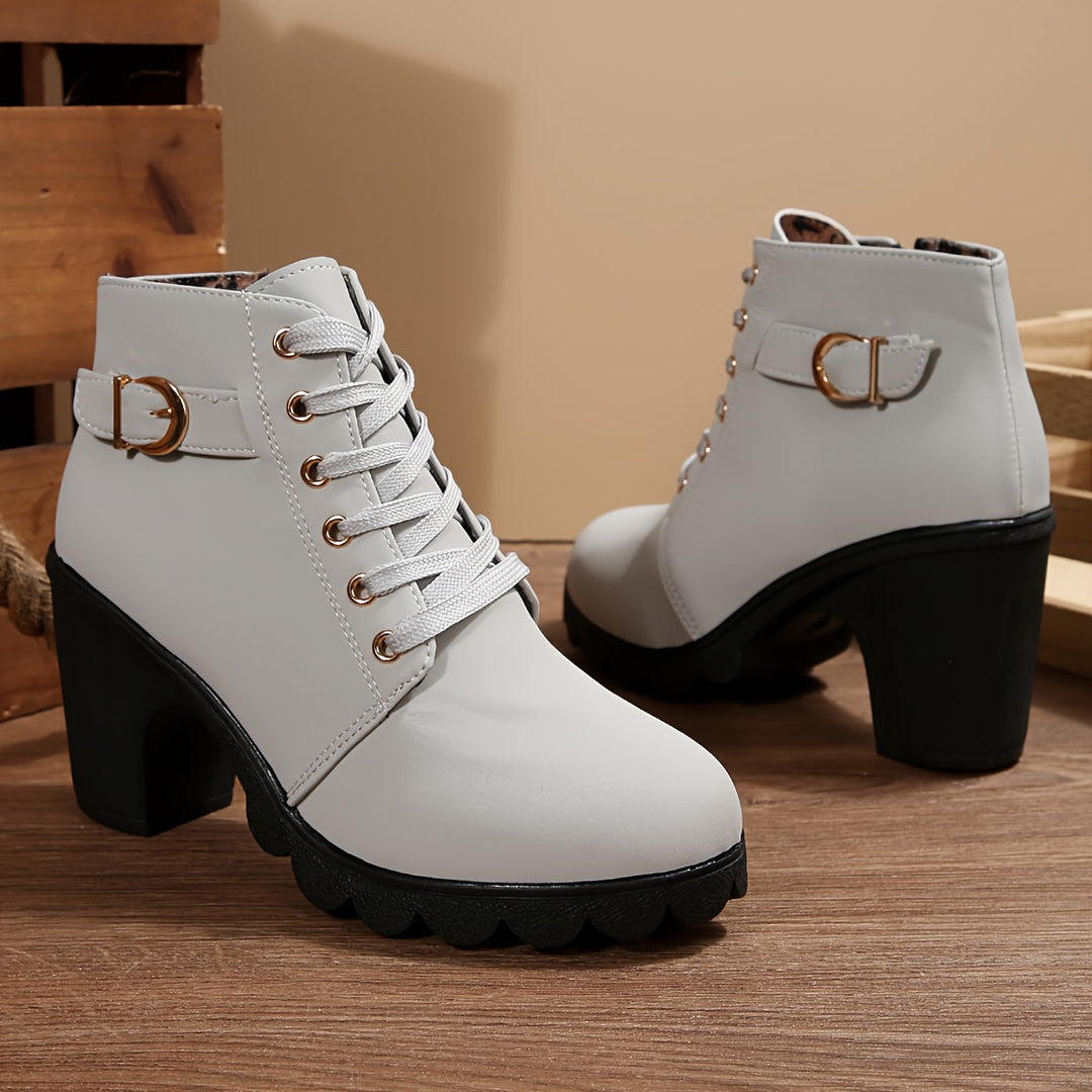 Nyxelle | Stylische Schnürstiefeletten mit Blockabsatz für Damen