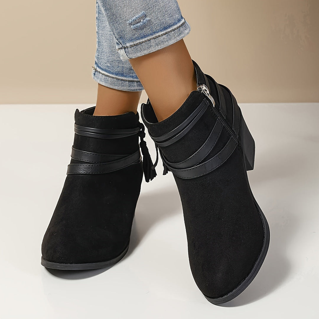 Ravelle | Schicke Stiefeletten mit Quasten und Blockabsatz für Damen