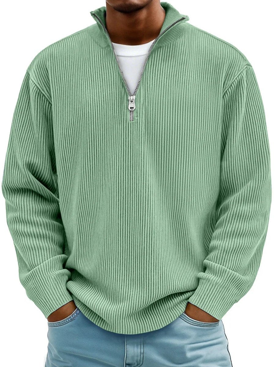 Simeon | Quarter-Zip Pullover Sweater for Men – Stylish Ribbed Design