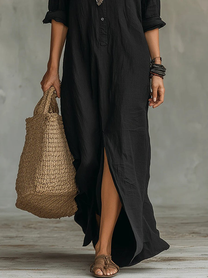 Noralynn | Women's Long Sleeve Flowing Maxi Shirt Dress