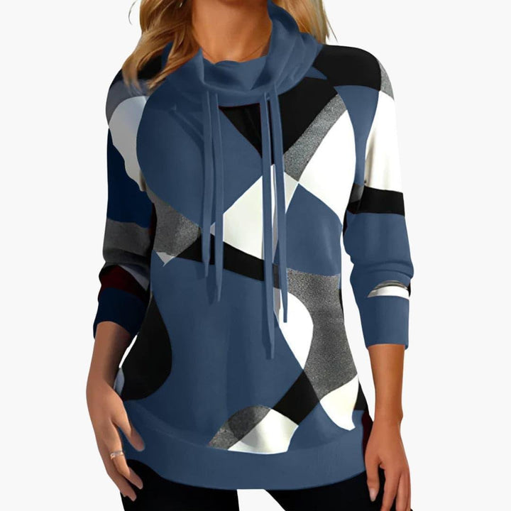 Vera | Cowl Neck Hoodie – Trendy Color Block Design for Women