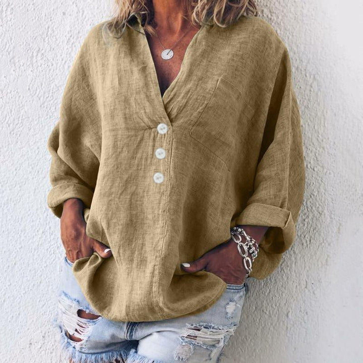 Luna | Linen Blend Pullover with Stylish Button Detailing