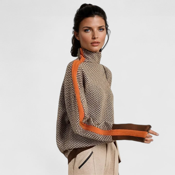 Harper | Gestreifter Pullover mit hohem Kragen