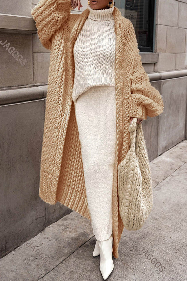 Marielle | Übergroßer, grob gestrickter Longline-Cardigan