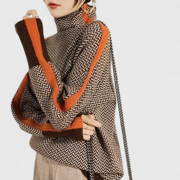 Harper | Gestreifter Pullover mit hohem Kragen
