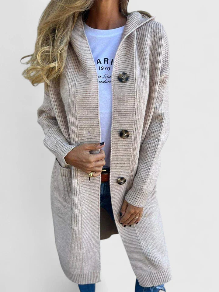 Corinne | Lang geschnittener Strickcardigan mit Knöpfen