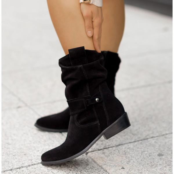 Ellarose | Lässige Slouchy-Ankle-Boots für Damen mit umgeschlagenem Schaft