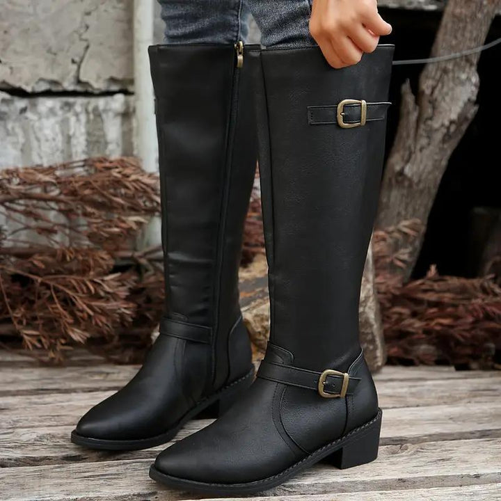Elowen | Elegante Stiefel für Damen mit knöchelhohem Schaft und doppelter Schnalle