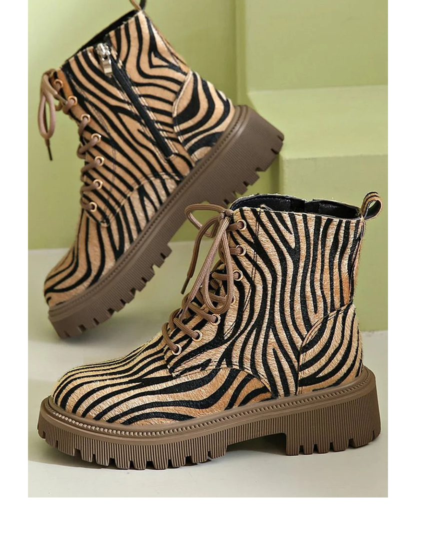 Savannah | Zebra Lace-Up Boots
