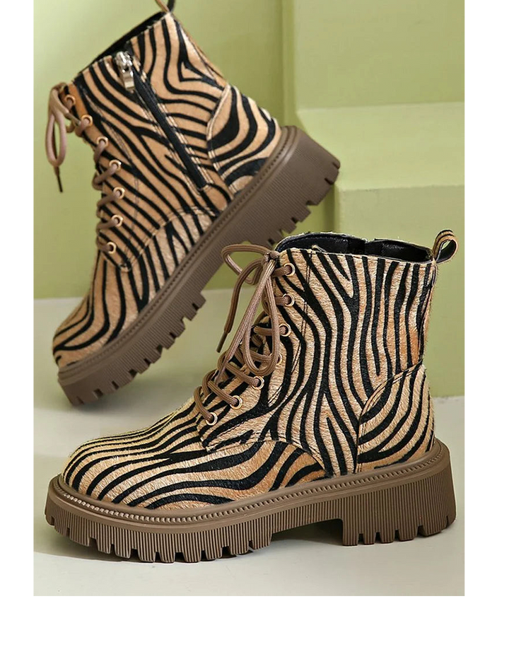 Savannah | Zebra Lace-Up Boots