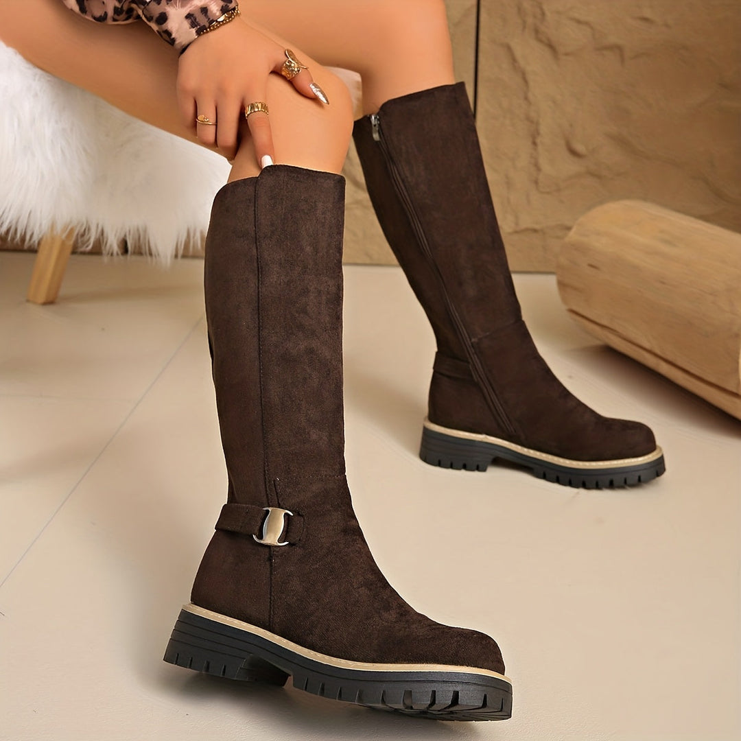 Sabeli | Elegante Velourslederstiefel für Damen mit knöchelhohem Schaft und Blockabsatz