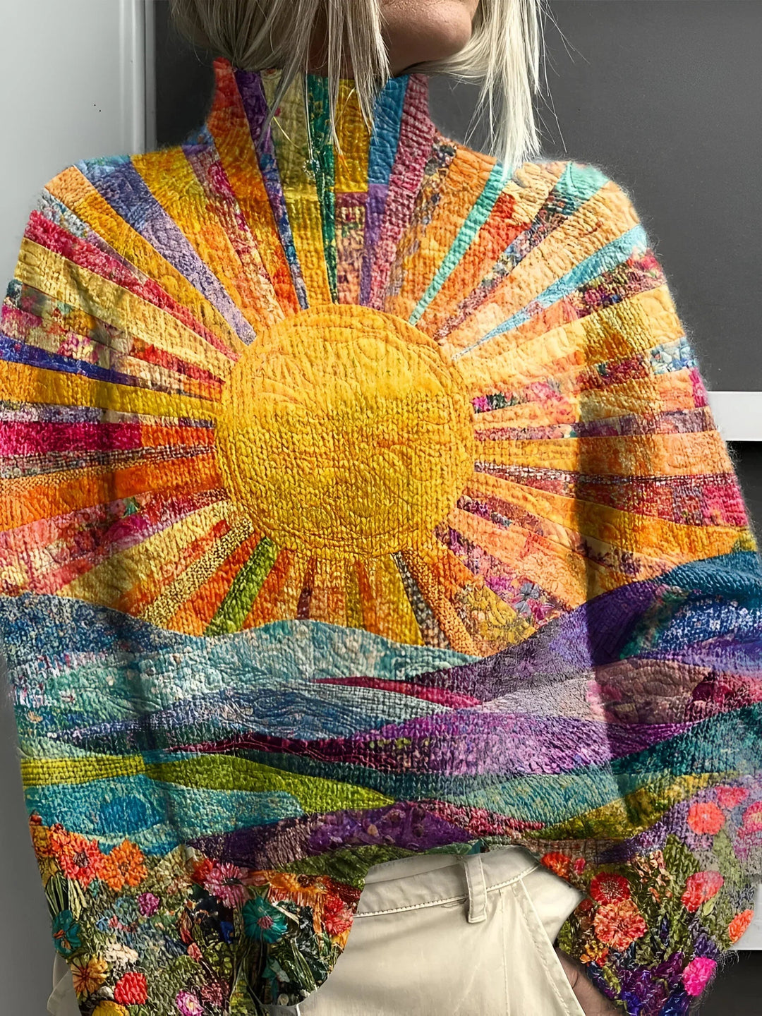 Sunshine | Roll Neck Sweater – Colorful Design for Women