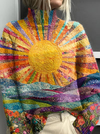 Zara | Women's Vibrant Colorful Roll Neck Knit Sweater