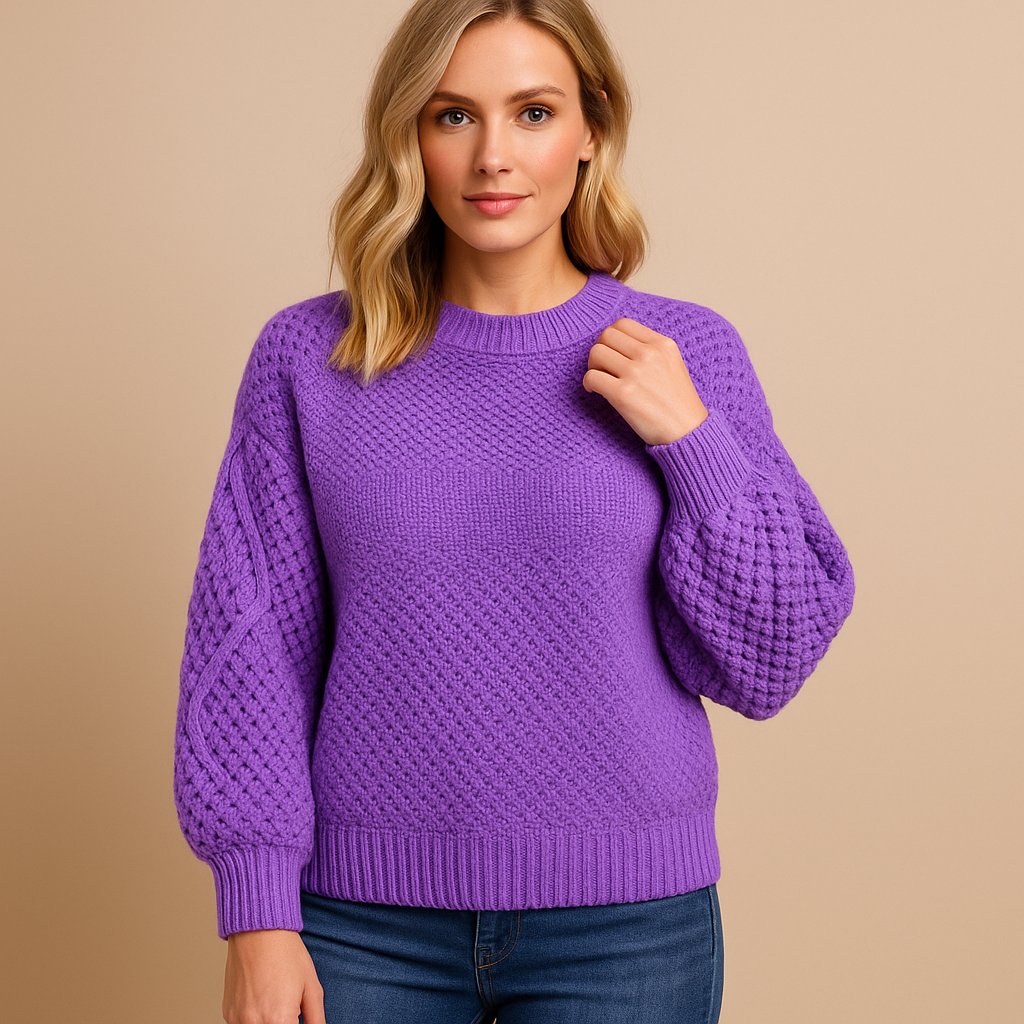 Elowen | Maglione morbido con maniche a trecce in maglia a coste