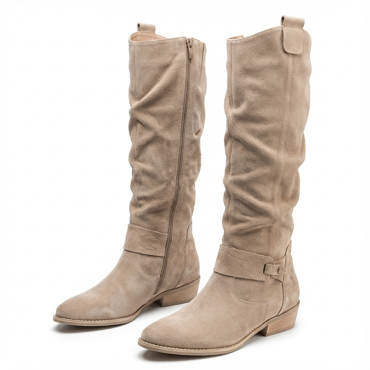 Vespera | Lässige Slouchy-Stiefel für Damen mit knöchelhohem Schaft und Blockabsatz