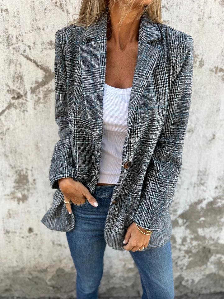 Vivian | Blazer casual classico da donna in cotone a quadri