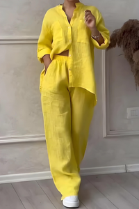 Ophelia | Stylish Linen Blouse and Trouser Set