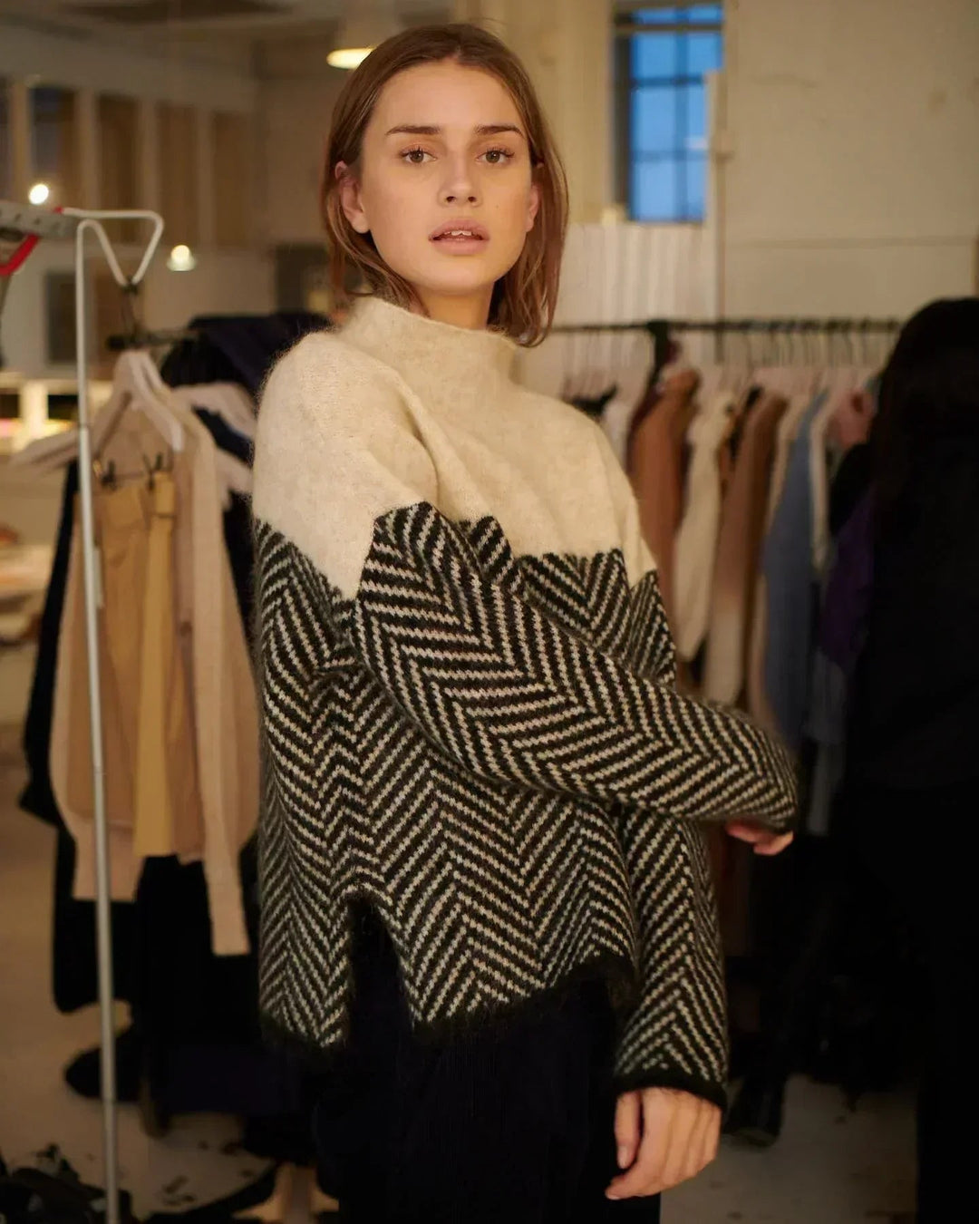 Seraphina | Maglione a collo alto in maglia chevron