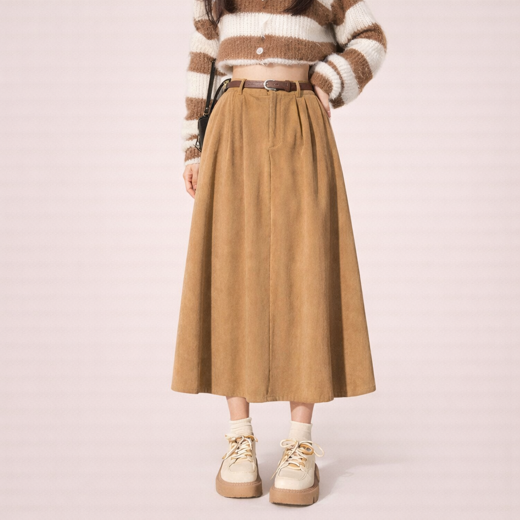 Mary | Comfortable & Pleated Design Midi Skirt