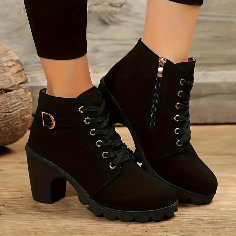 Virella | Stilvolle Schnür-Ankle-Boots für Damen mit Blockabsatz