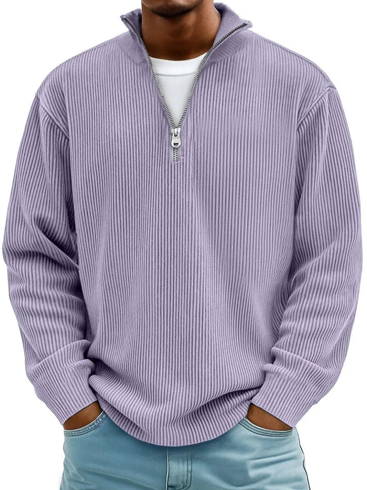 Simeon | Quarter-Zip Pullover Sweater for Men – Stylish Ribbed Design