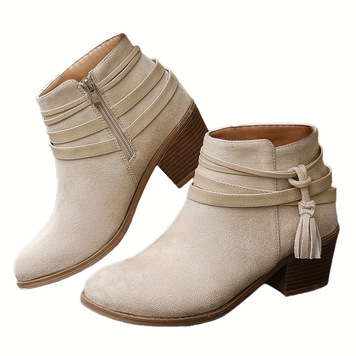 Ravelle | Schicke Stiefeletten mit Quasten und Blockabsatz für Damen