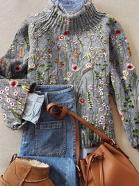 Evelyn | Women's Vintage Floral Knit Sweater