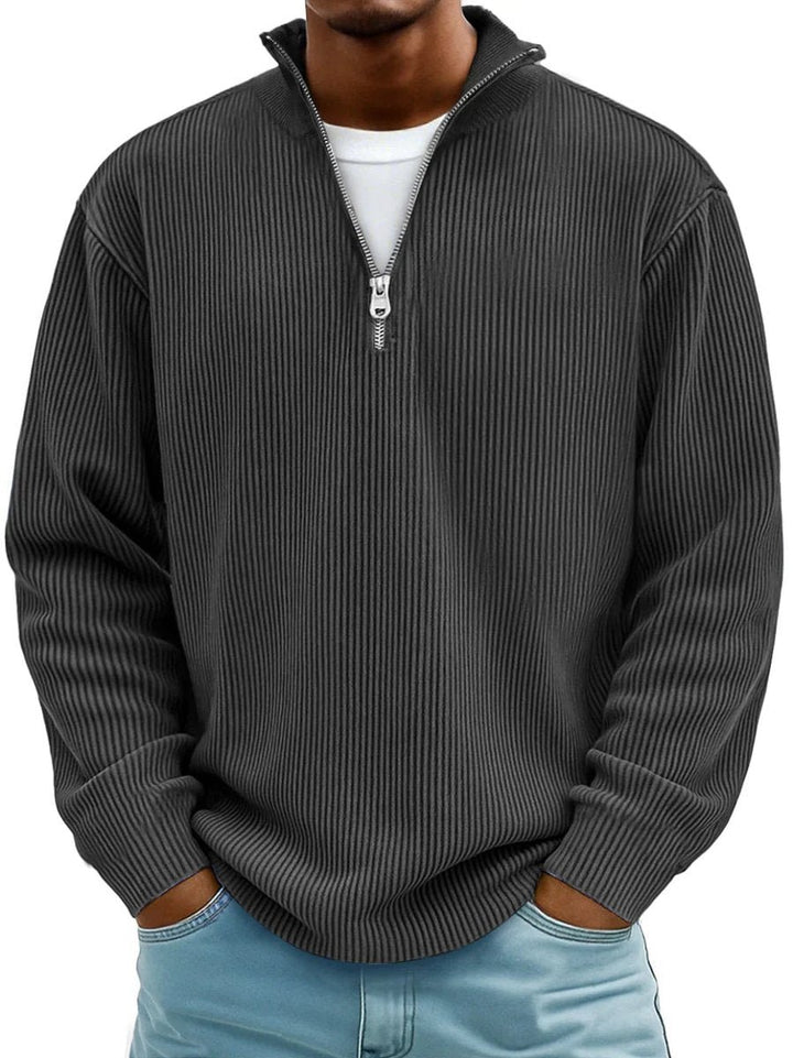 Simeon | Quarter-Zip Pullover Sweater for Men – Stylish Ribbed Design