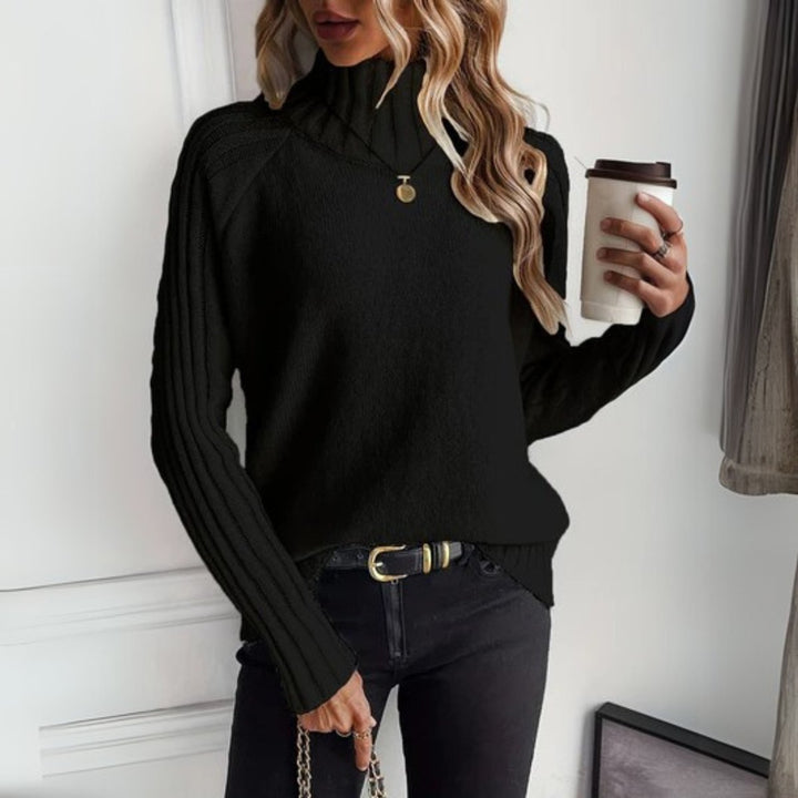 Lena | Turtleneck Sweater – Soft Knit with Ribbed Sleeves for Women