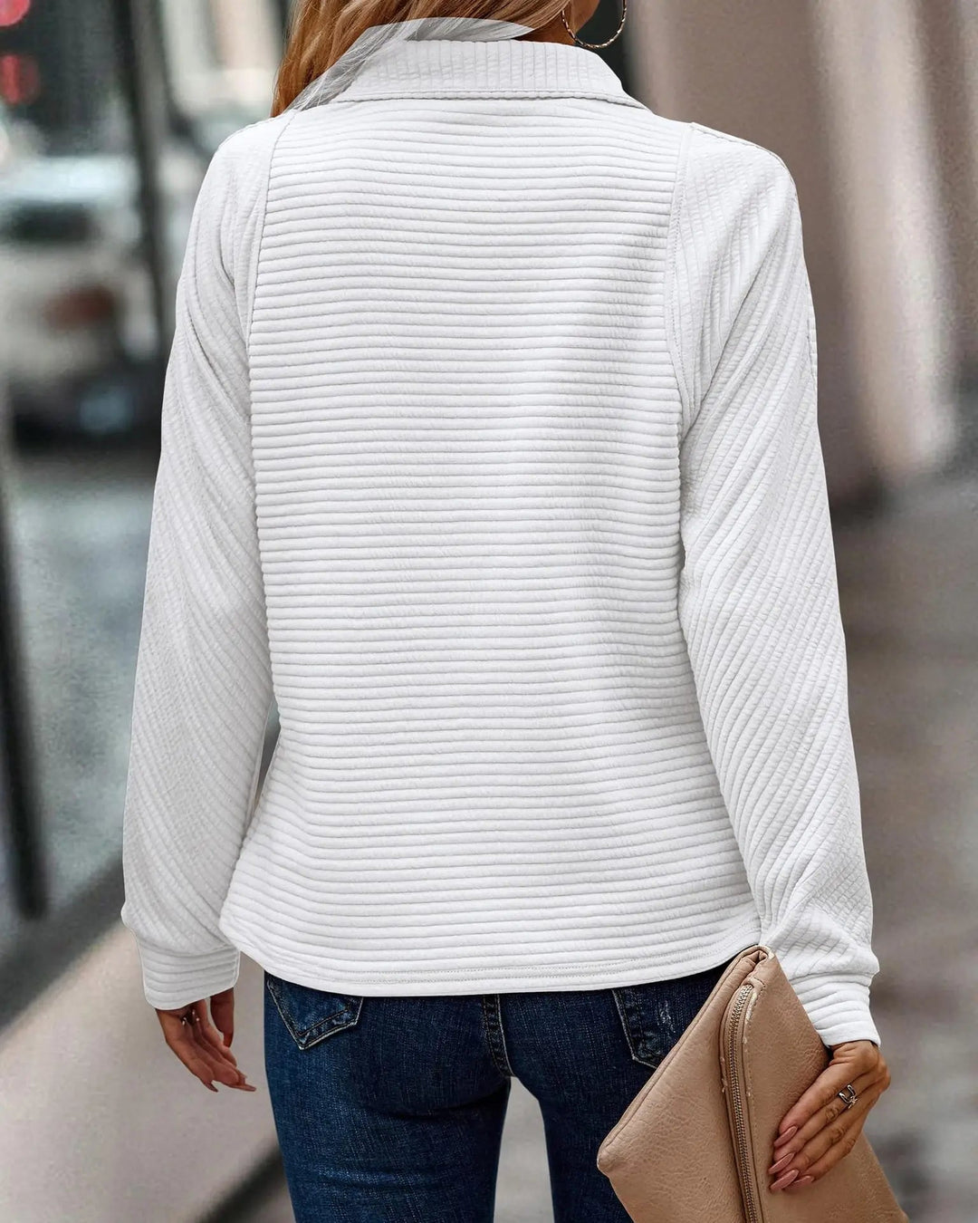 Elowen | V-Neck Zip Detail Knit Sweater