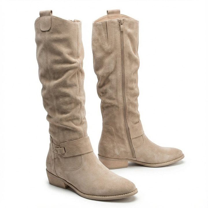 Vespera | Lässige Slouchy-Stiefel für Damen mit knöchelhohem Schaft und Blockabsatz