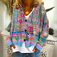 Carmine | Bohemian Colorful Knit Floral Sweater