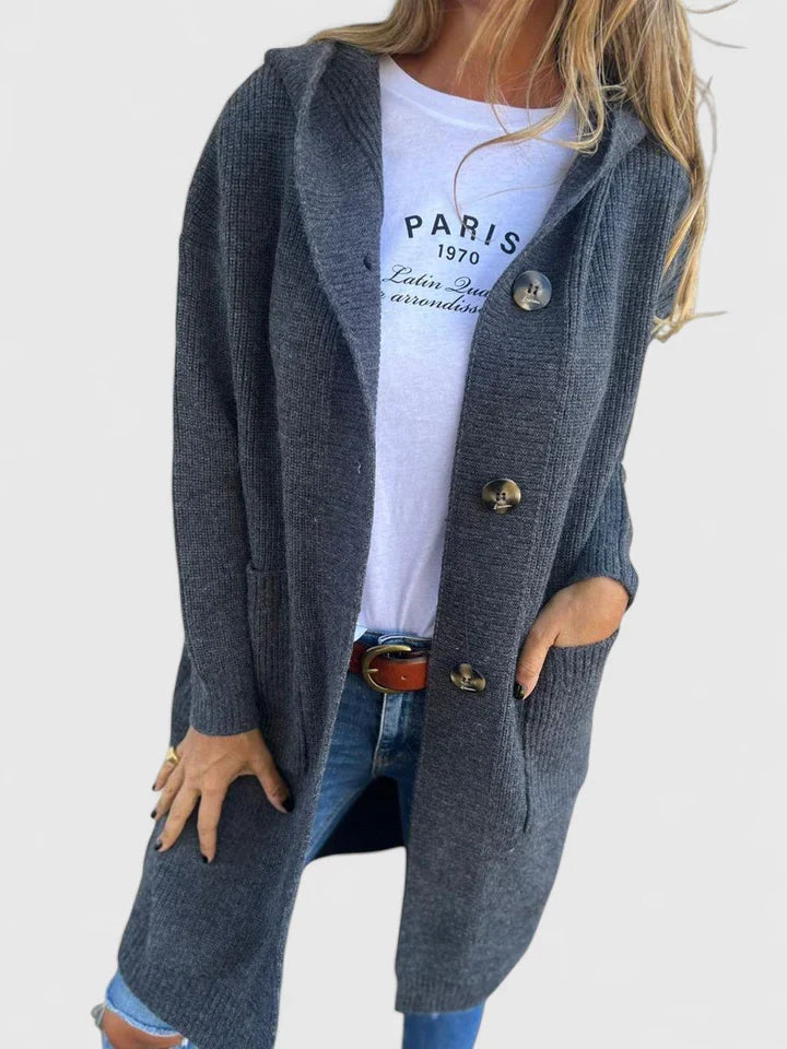 Corinne | Lang geschnittener Strickcardigan mit Knöpfen