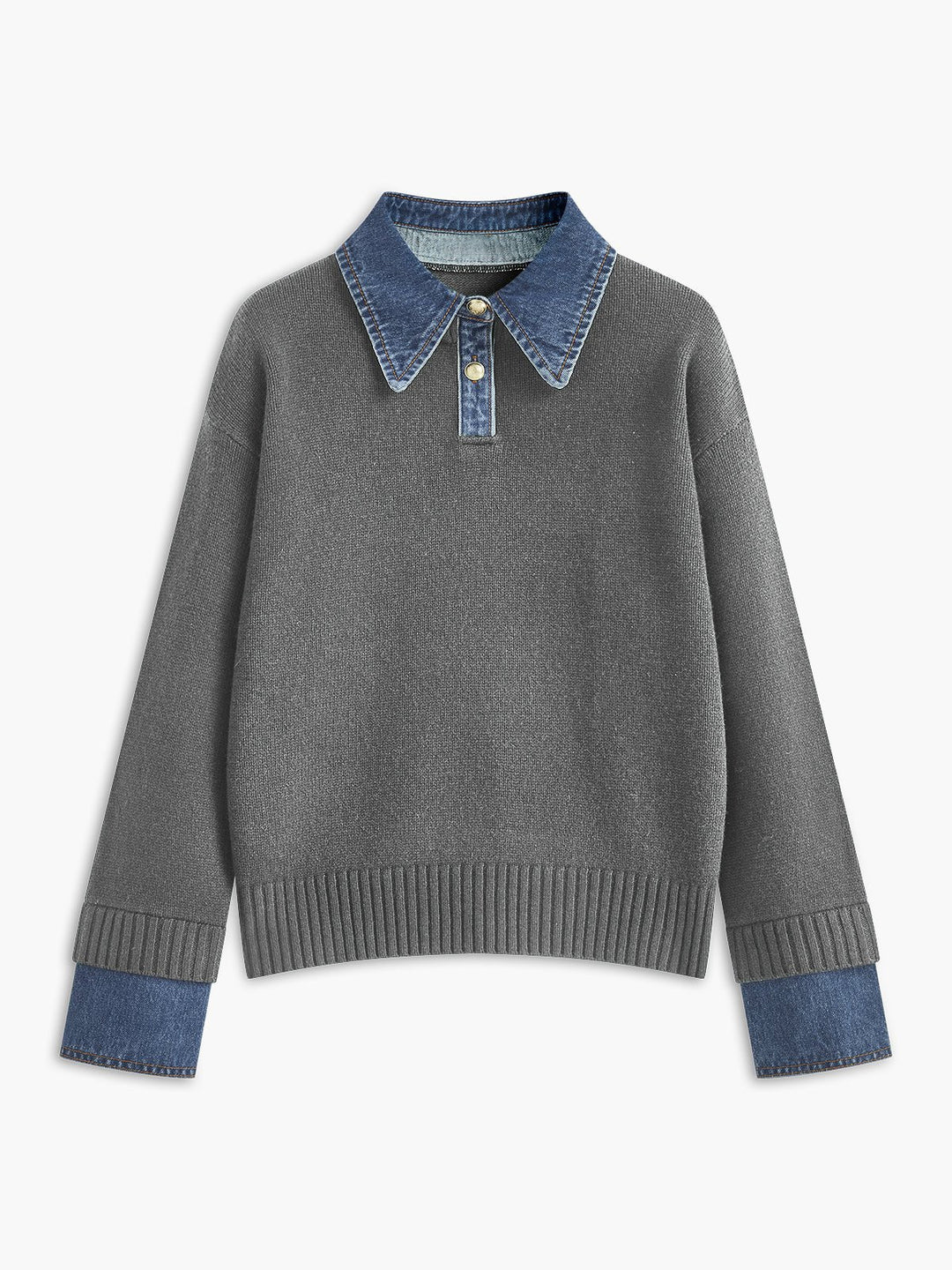Camille | Strick-Poloshirt mit Jeanskragen