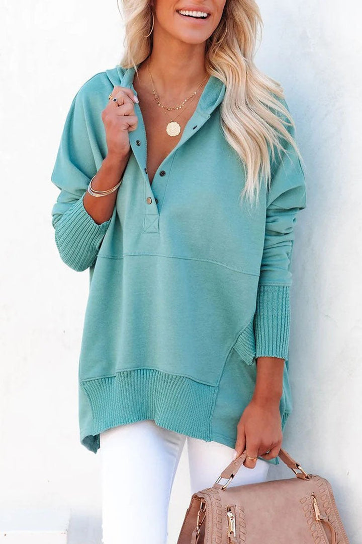 Rosielle | Relaxed Longline Hooded Drawstring Tunic Sweatshirt