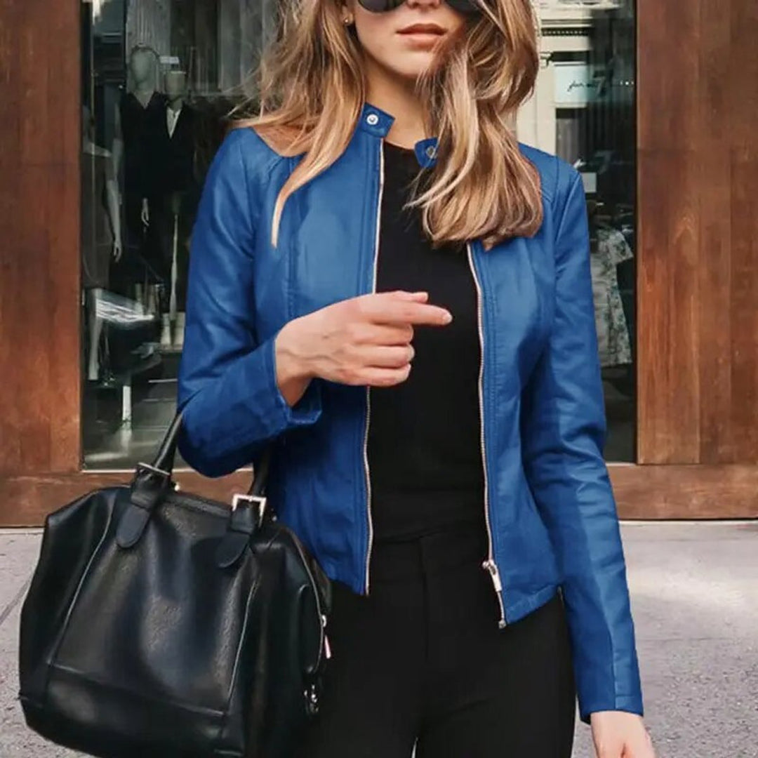 Phoebe | Slim-Fit Faux Leather Jacket – Stylish Cropped Cut for Women