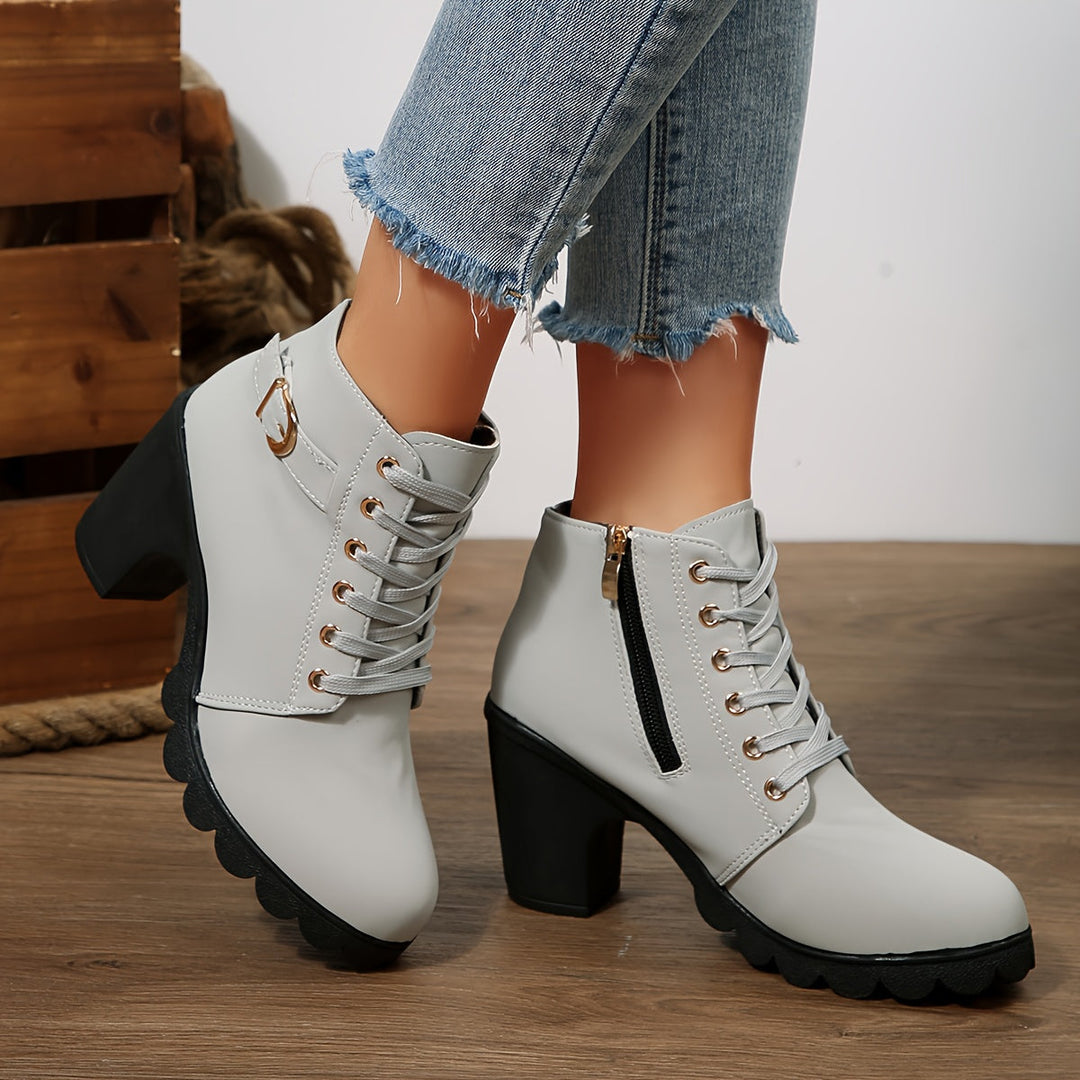 Nyxelle | Stylische Schnürstiefeletten mit Blockabsatz für Damen
