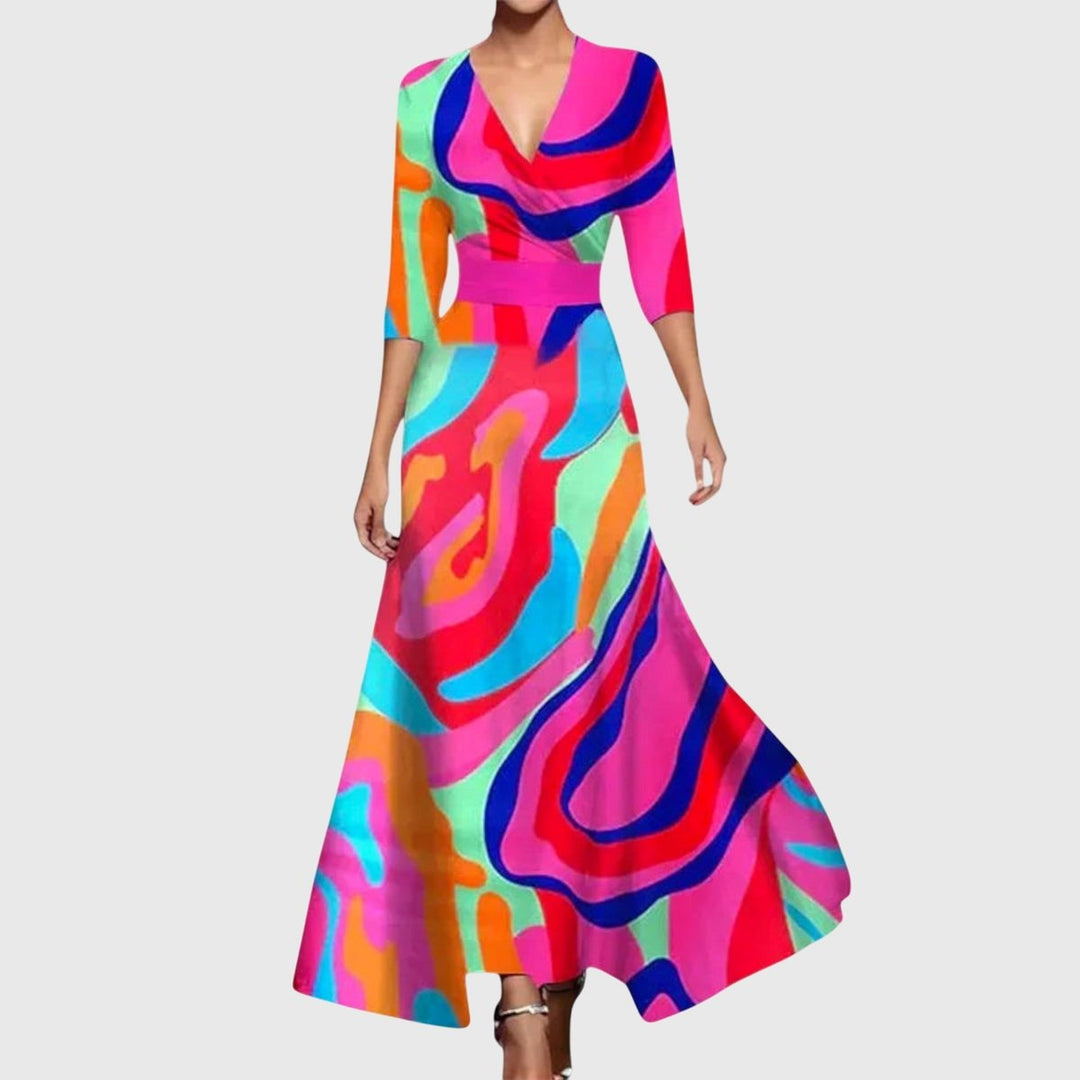 Elowen | Women's Floral 3/4 Sleeve Maxi Wrap Dress