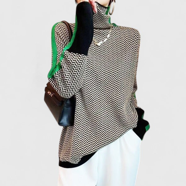 Harper | Gestreifter Pullover mit hohem Kragen