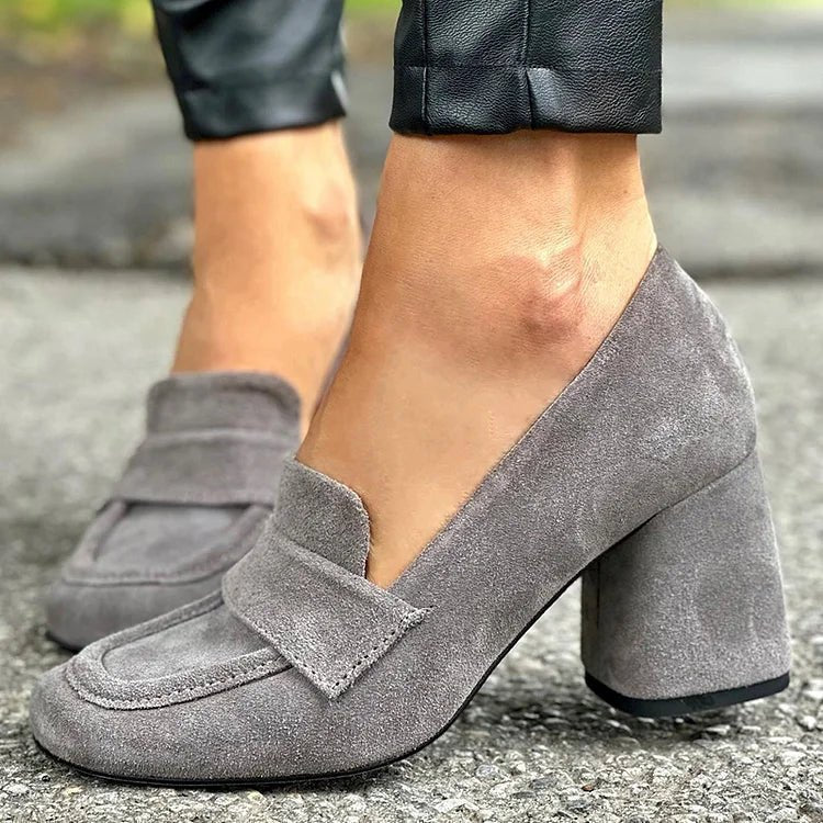 Vivienne | Mocassini da donna in suede con tacco largo