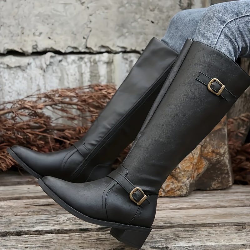 Elowen | Elegante Stiefel für Damen mit knöchelhohem Schaft und doppelter Schnalle