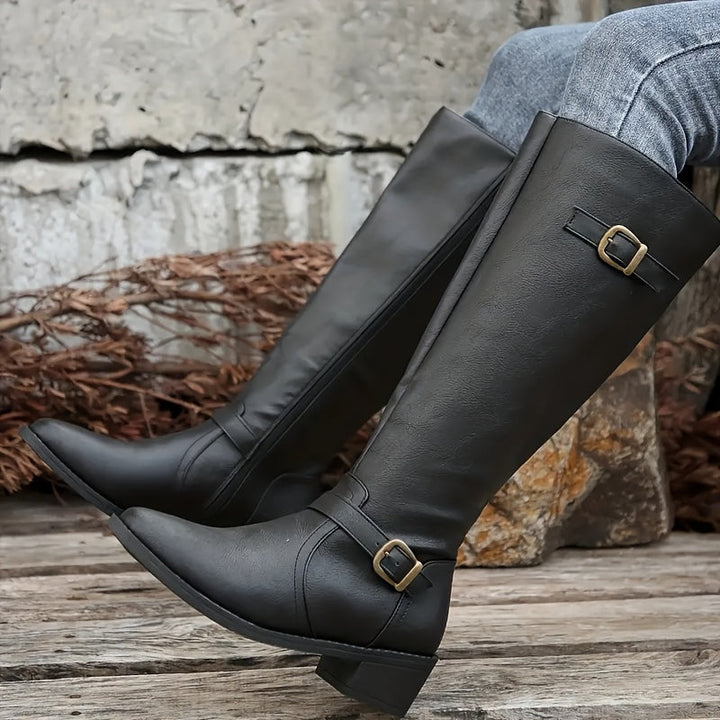 Elowen | Elegante Stiefel für Damen mit knöchelhohem Schaft und doppelter Schnalle